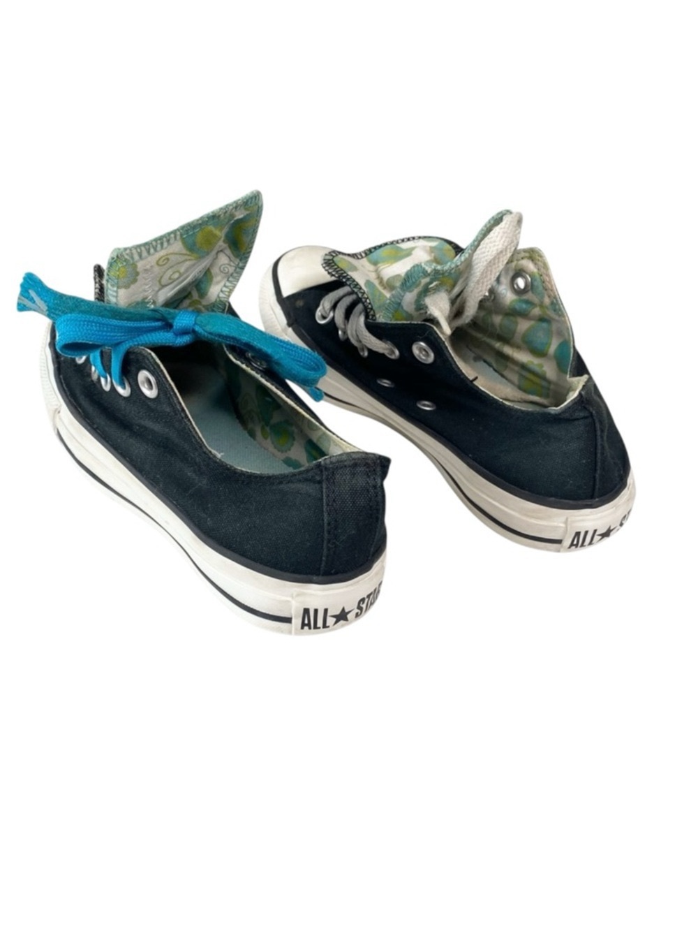Converse ™️✪ Chuck Ox Double Tongue Sneakers ✪ Paisley Print Lining ✪ Black Teal - Picture 8 of 16